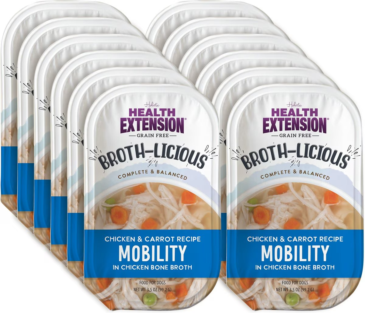Health Extension Broth-Licious Mobility Grain-Free Chicken & Carrot in Chicken Bone Broth Wet Dog Food, 3.5-oz tray