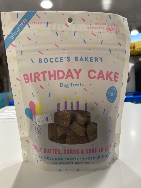 Bocce's Bakery Birthday Cake Treats for Dogs - Special Edition Wheat-Free Dog Treats, Made with Real Ingredients, Baked in The USA, All-Natural Peanut Butter Vanilla Biscuits, 5 oz