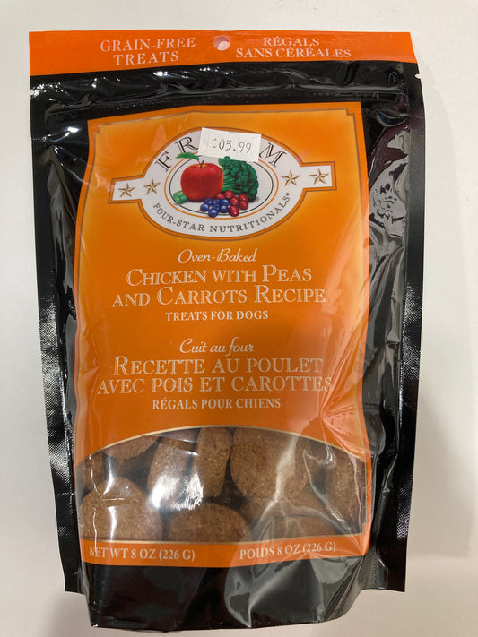 Fromm Four-Star Nutritionals Chicken with Peas & Carrots Dog Treats - Premium Oven Baked Dog Snacks - Chicken Recipe - 8 oz