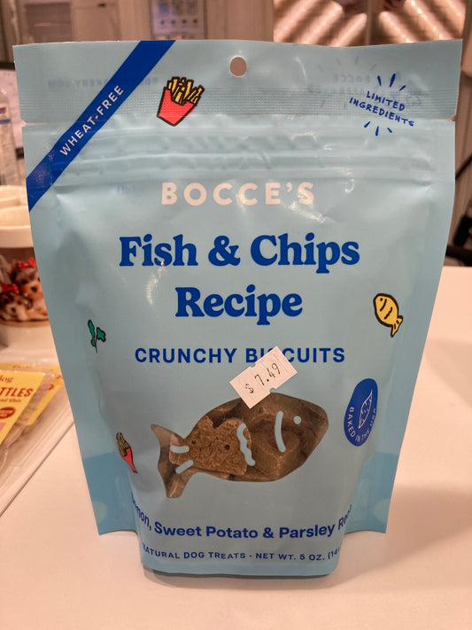 BOCCE'S FISH & CHIPS RECIPE CRUNCHY BISCUITS: SALMON, SWEET POTATO & PARSLEY RECIPE