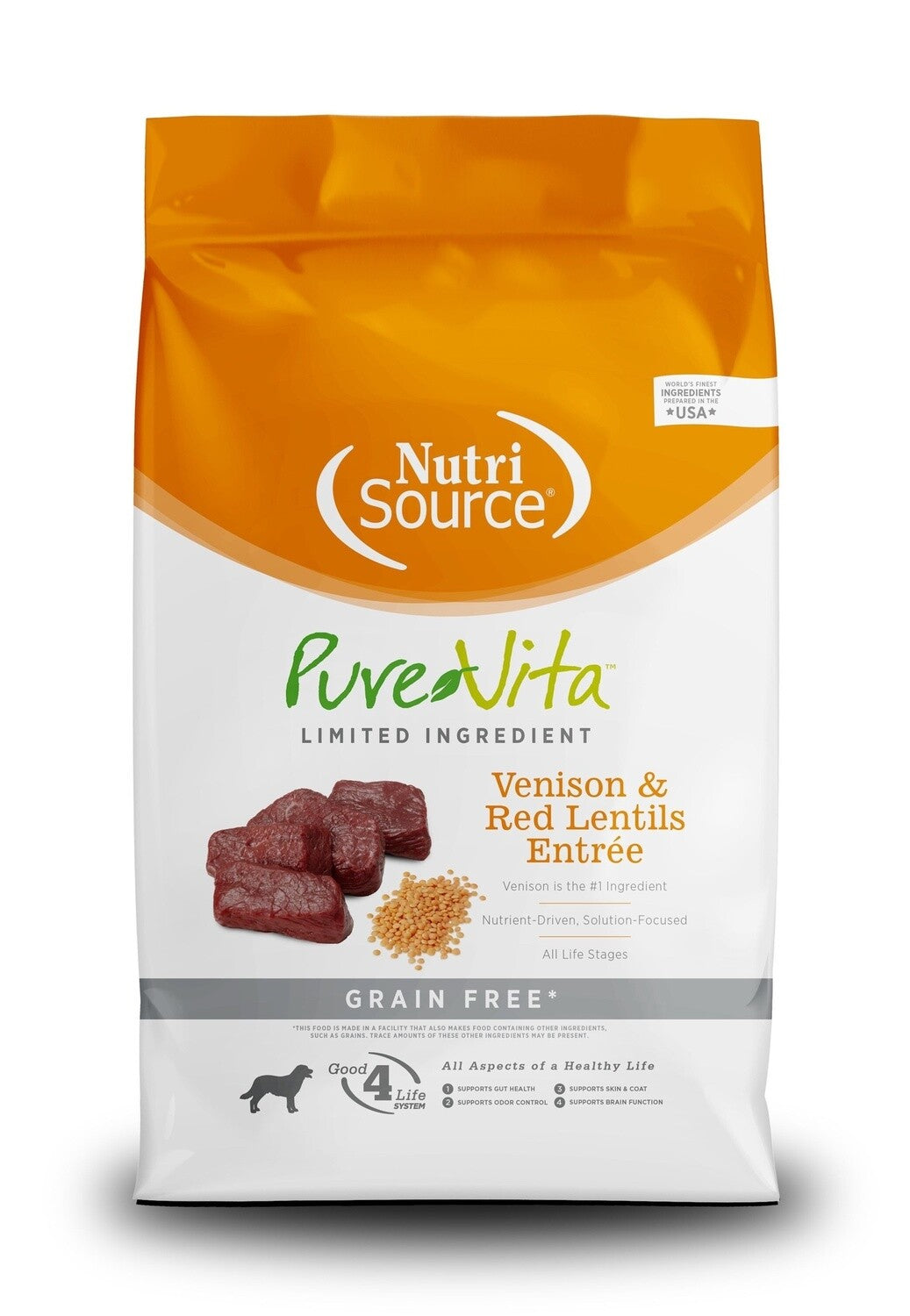 PureVita Venison and Red Lentils Grain Free Dry Dog Food - 4lb