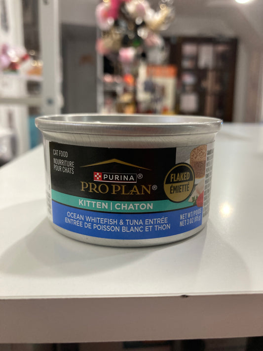 Purina Pro Plan Wet Kitten| Chaton Cat Food, Ocean WhiteFish & Tuna Entree - Flaked 3 oz.