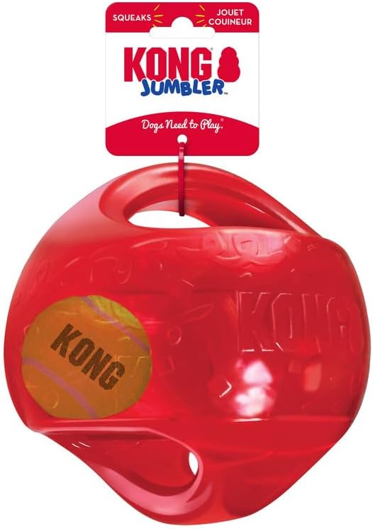 KONG Jumbler Ball - Interactive Dog Toy for Dog & Puppy Playtime - Fetch Toy with Tennis Ball - Dog Supplies for Engaging Play (Large/Extra Large)