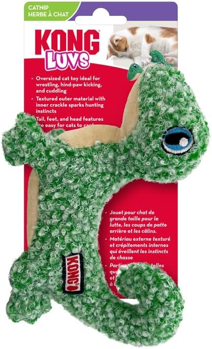 KONG Luvs Crinkle Textured Cat Toy Stuffed with Catnip (Lizard)