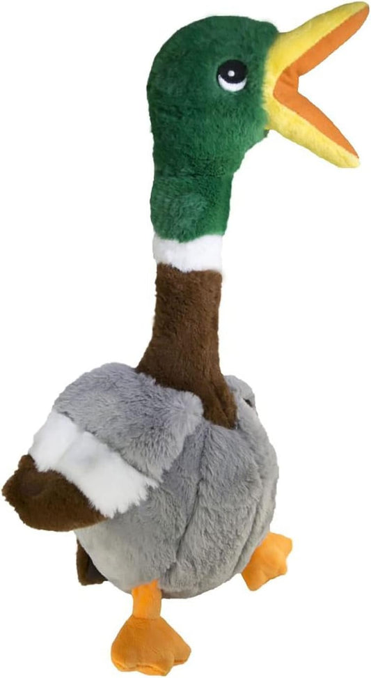 KONG Shakers Honkers Duck - Long Plush Toy with Low Tone Squeaker (Small)