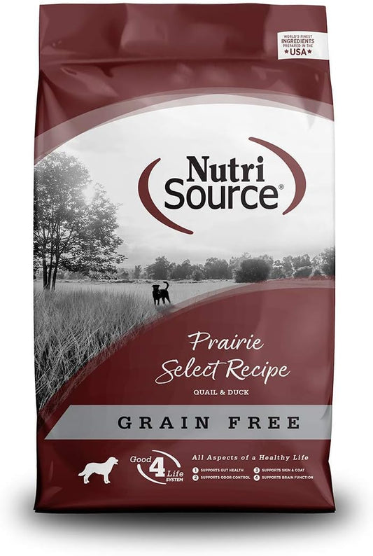 NutriSource Prairie Select Grain-Free Dog Food, Made with Quail and Duck, 5LB