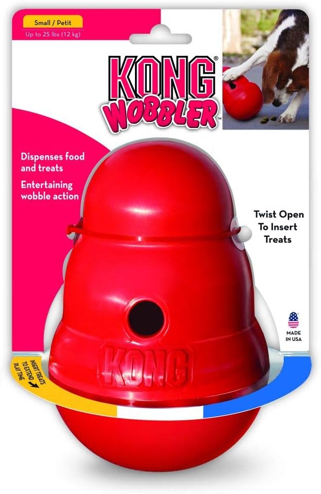 KONG Wobbler - Interactive Dog Toy for Treat Dispensing - Dog Slow Feeder for Healthy Eating - for Medium/Small Dogs