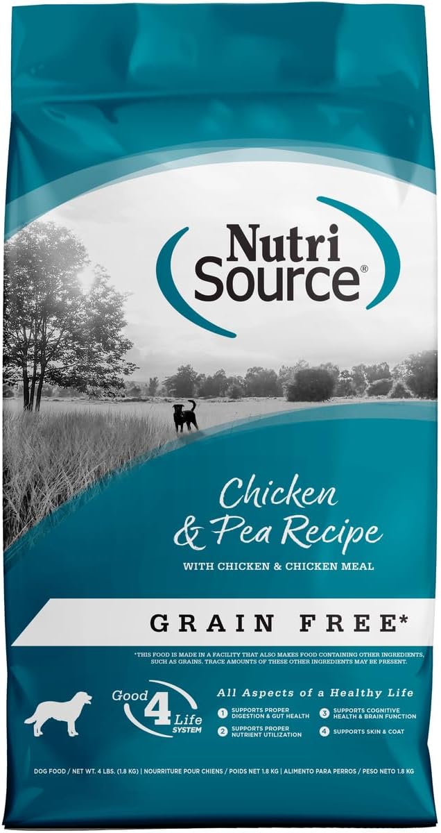 NutriSource, Chicken & Pea Recipe with Chicken & Chicken Meal Grain Free Dry Dog Food - 4lbs