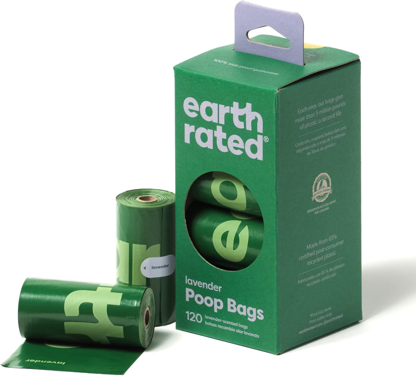 Earth Rated Dog Poop Bags, Guaranteed Leak Proof and Extra Thick Waste Bag Refill Rolls For Dogs, 120 Count