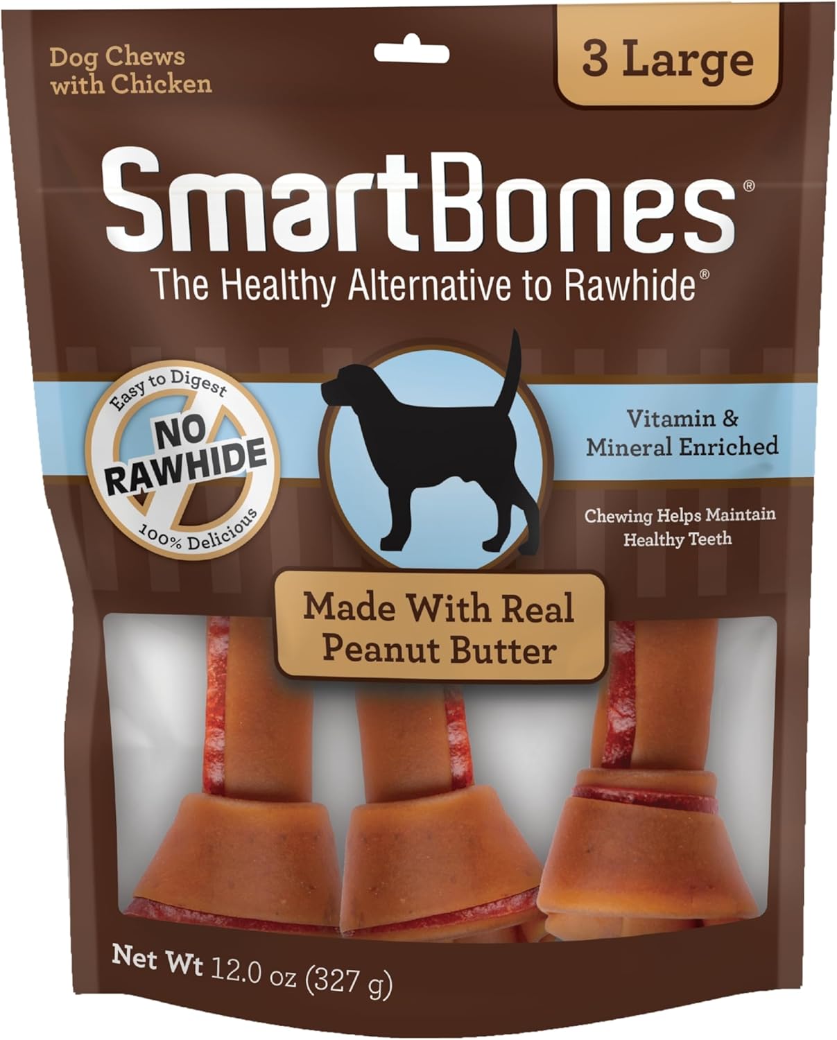 SmartBones Dog Chews, Treat Your Dog to Rawhide-Free Dog Bones, Made With Real Meat and Vegetables, 3 Large Visit the SmartBones Store