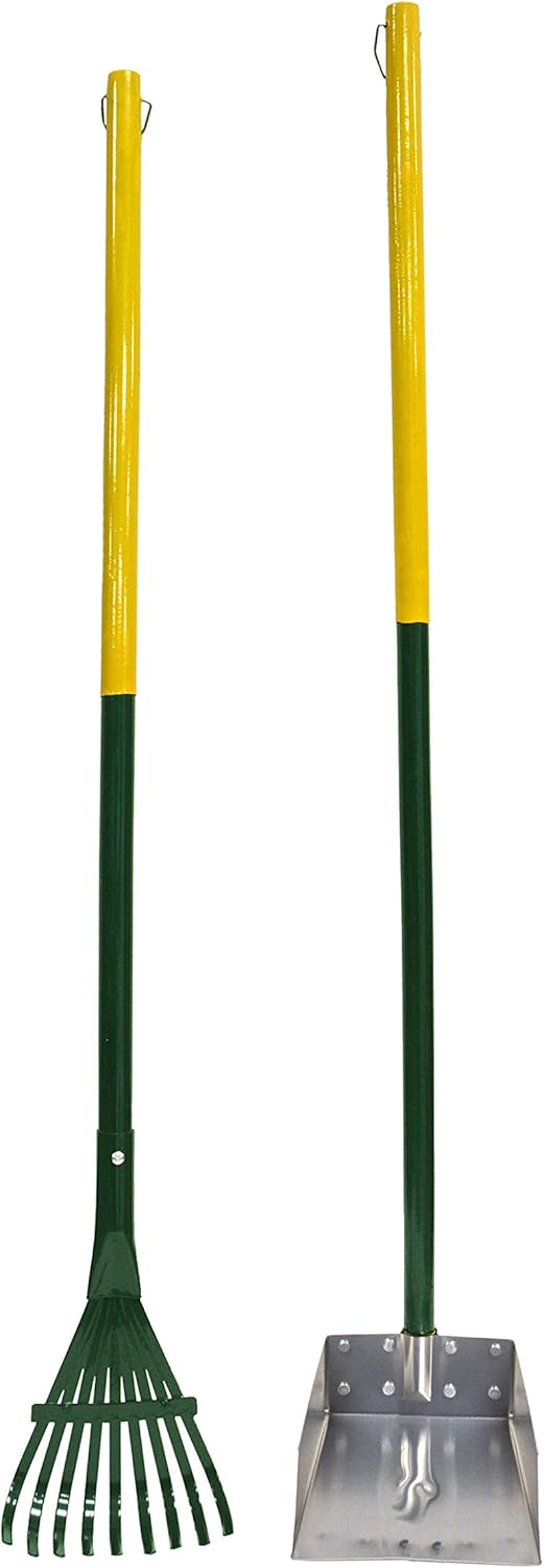 Four Paws Dog Rake & Scooper Set for Pet Waste Pick-up Rake & Pan Set Small