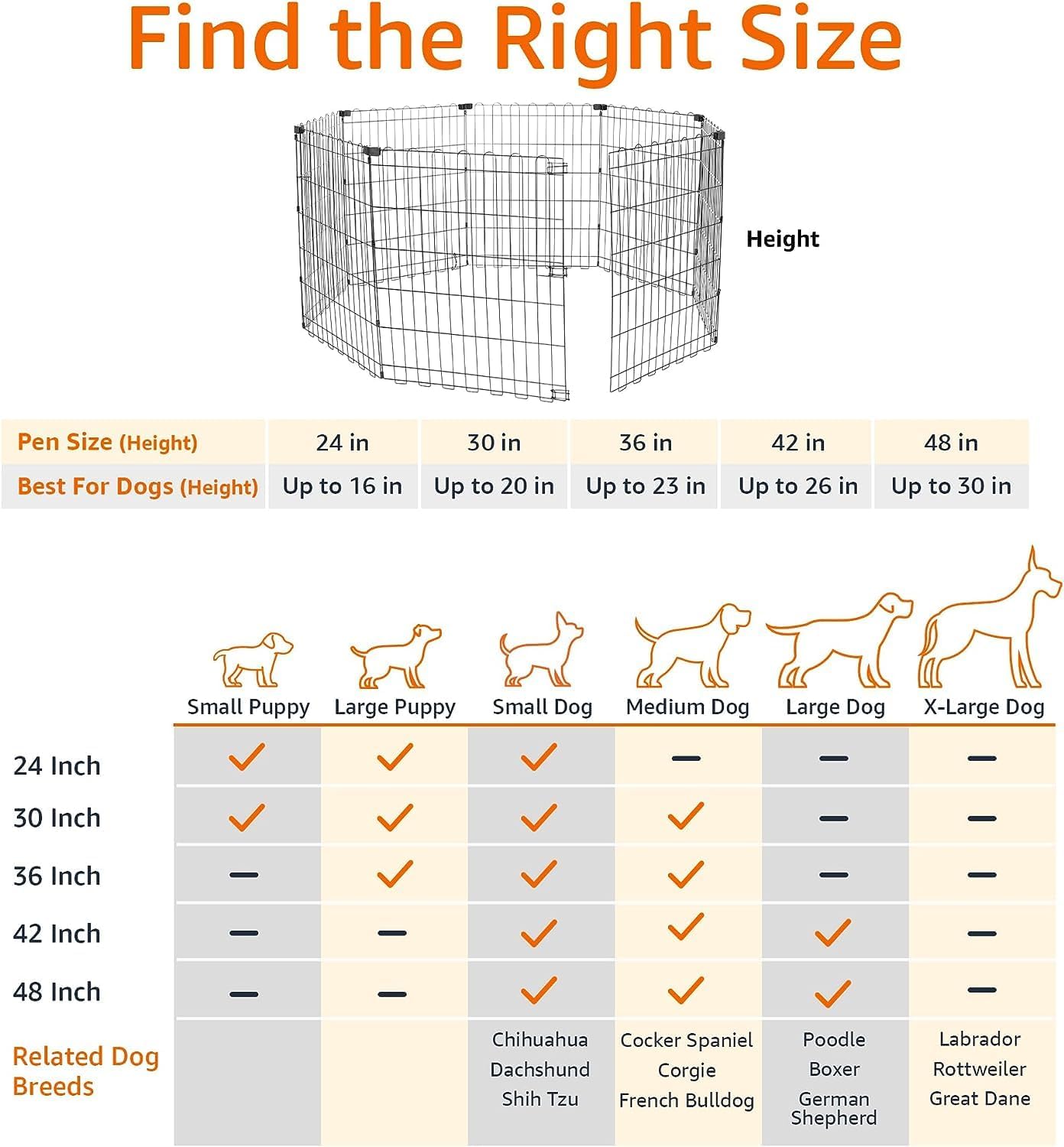 Foldable Metal Exercise Pet Play Pen for Dogs (with door)