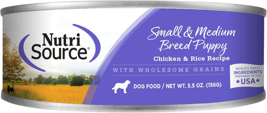 NutriSource Small and Medium Breed Puppy Chicken and Rice Canned Dog Food 5.5 oz