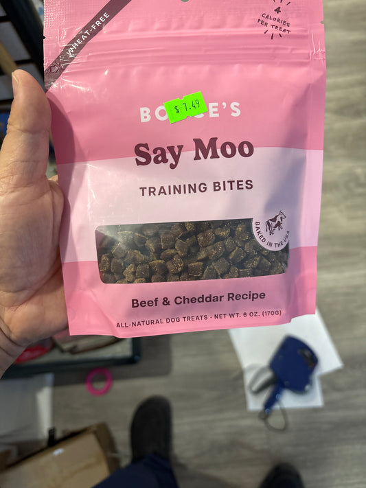 Bocce's Bakery Say Moo Beef & Cheddar Training Treats for Dogs, Wheat-Free Dog Treats, 6 oz Bag