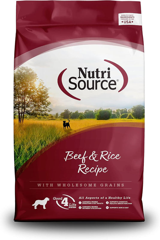 NutriSource Dog Food, Made with Beef and Brown Rice, with Wholesome Grains