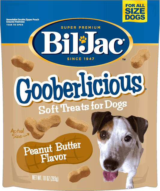 Bil-Jac Gooberlicious Soft Treats for Dogs - Puppy Training Treat Rewards, 10oz Resealable Double Zipper Pouch, Peanut Butter Flavor Chicken Liver Dog Treats