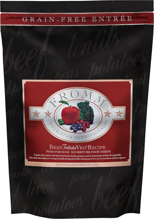 Fromm Four-Star Nutritionals Beef Frittata Veg Dog Food - Premium Dry Dog Food - Beef Recipe - 4 lb