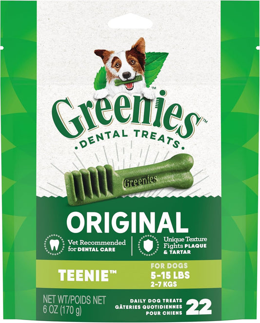 Greenies Original Teenie Natural Dental Care Dog Treats, 6 oz. Pack (22 Treats)