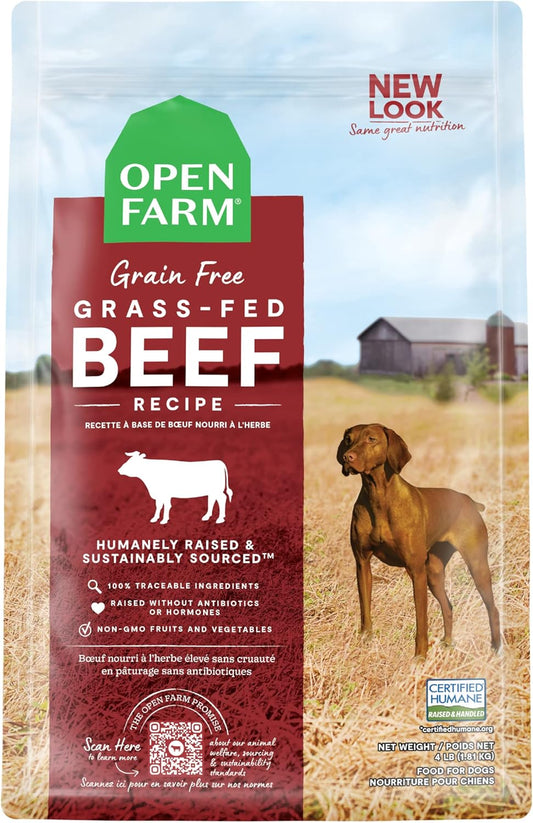 Open Farm Grain-Free Dry Dog Food with Ethically Sourced Ingredients, Non-GMO Veggies & Superfoods to Support Overall Health, Grass-Fed Wagyu Beef Recipe, 4lb Bag (64oz Bag)