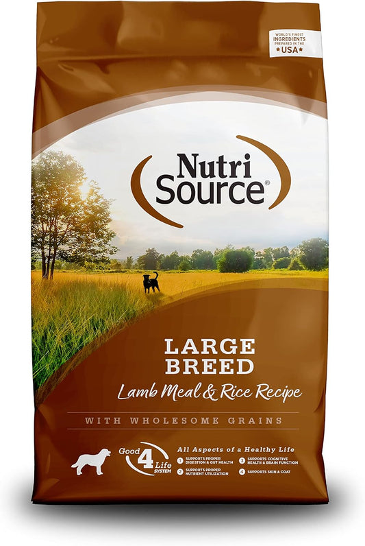 NutriSource Adult Dry Dog Food for Large Breeds, Lamb Meal and Rice, 26LB