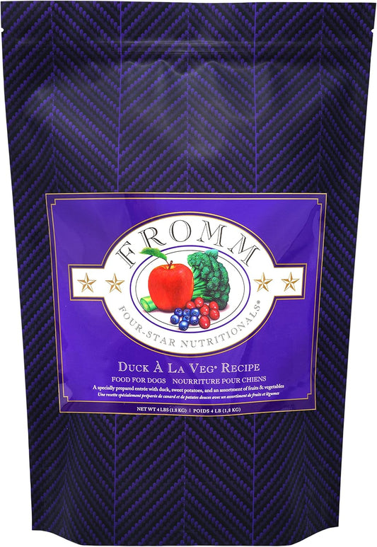 Fromm Four-Star Nutritionals Duck A La Veg Dog Food - Premium Dry Dog Food - Duck Recipe - 4 lb