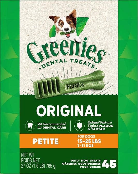 Greenies Original Petite Natural Dental Care Dog Treats, 27 oz. Pack (45 Treats)