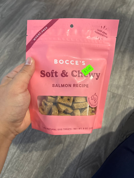 Bocce's Bakery Oven Baked Salmon Recipe Treats for Dogs, Wheat-Free Everyday Dog Treats, Made with Real Ingredients, Baked in The USA, All-Natural Soft & Chewy Cookies, Salmon, 6 oz