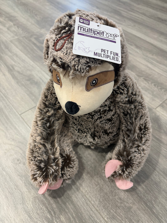 Multipet Sitting Sloth Dog Plush Toy - Cute Jumbo Pet Toy (14")