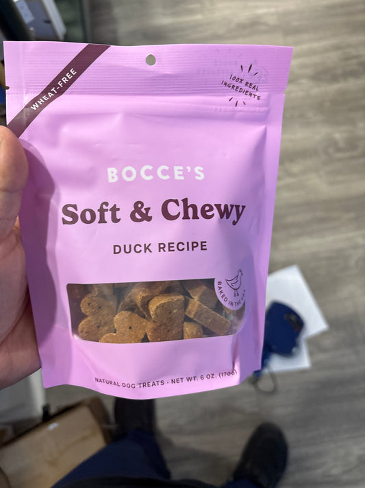 Bocce's Bakery Oven Baked Duck Recipe Treats for Dogs, Wheat-Free Everyday Dog Treats, Made with Real Ingredients, Baked in The USA, All-Natural Soft & Chewy Cookies, Duck, 6 oz