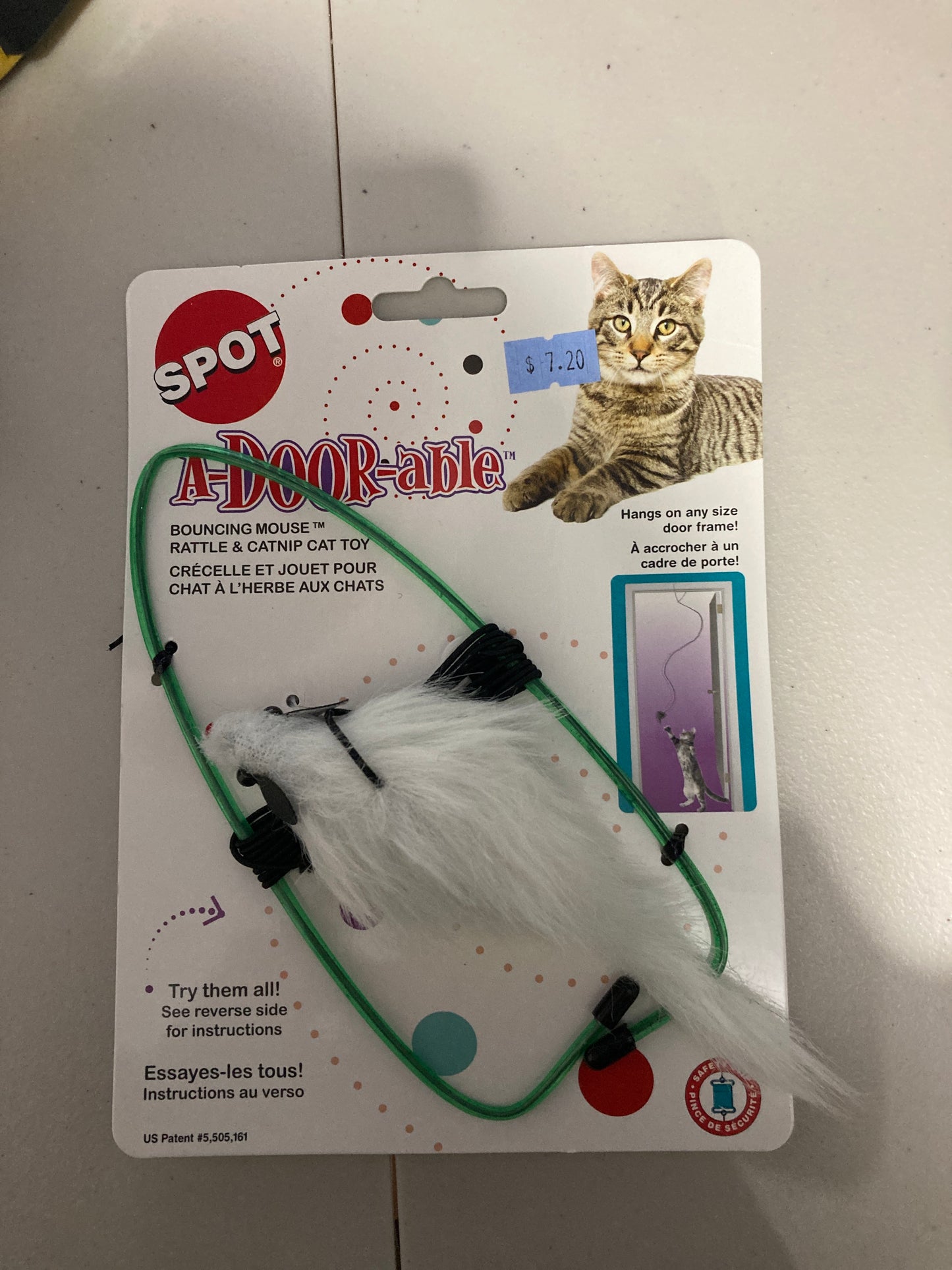 Spot A-Door-Able Bouncing Mouse Rattle & Catnip Cat Toy
