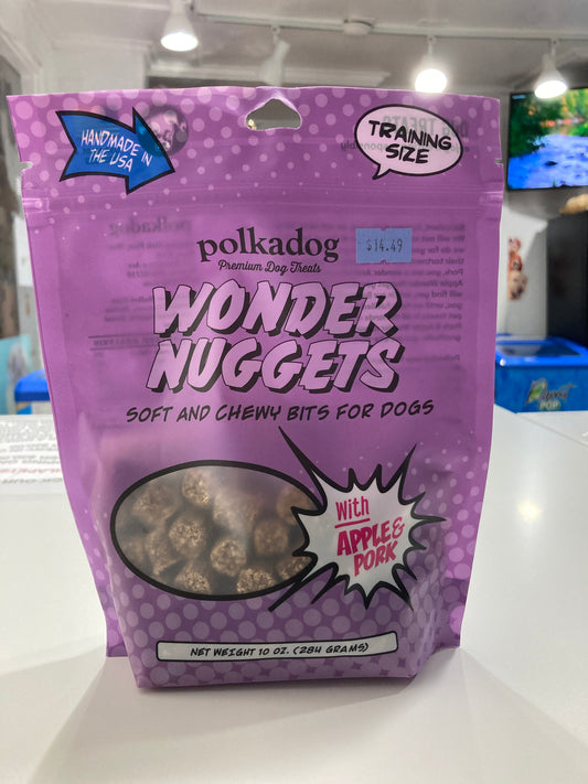 Polkadog Pork & Apple Wonder Nuggets Dog Treats – All-Natural Pet Training Treats for Dogs – Healthy, Handmade Puppy Snacks – Bite-Sized, Soft, Chewy Treats for Pets – 10oz
