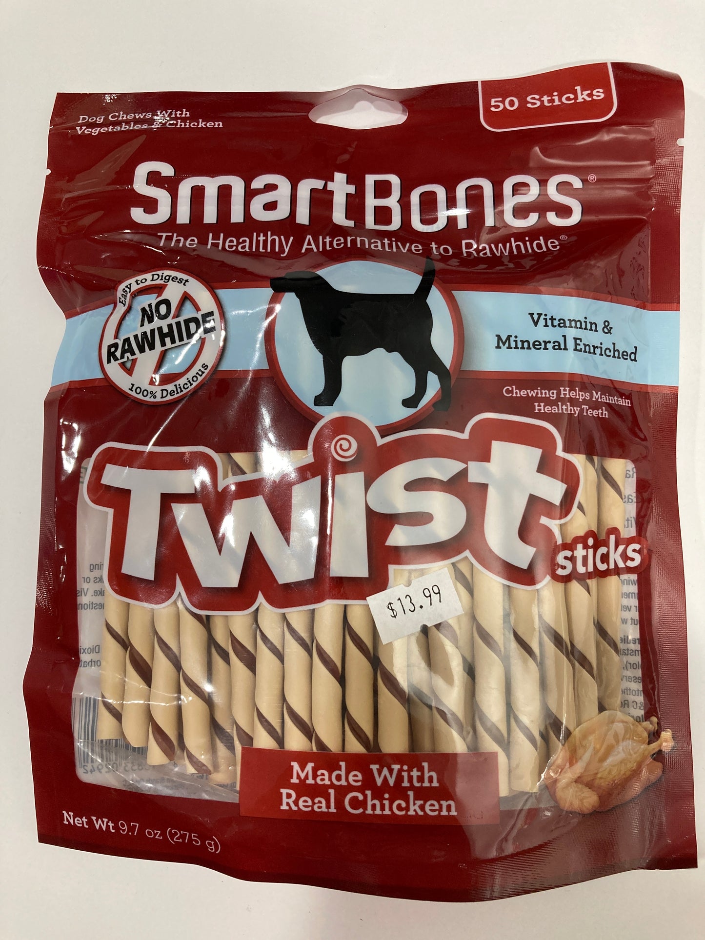 SmartBones Smart Twist Sticks, Rawhide Free Dog Chew Sticks, Made With Real Chicken, 50 Sticks , 9.7 Ounce
