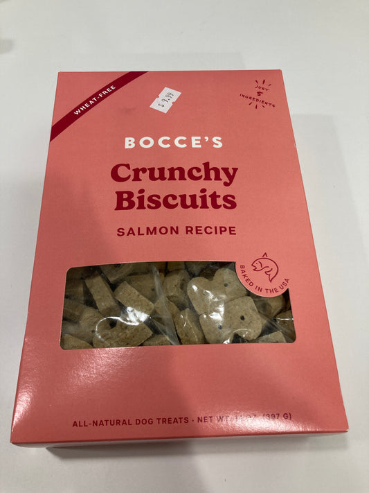 Bocce's Bakery Oven Baked Salmon Recipe Treats for Dogs, Wheat-Free Dog Treats, Made with Real Ingredients, Baked in The USA, All-Natural Salmon, Sweet Potato & Parsley Biscuits, 14 oz