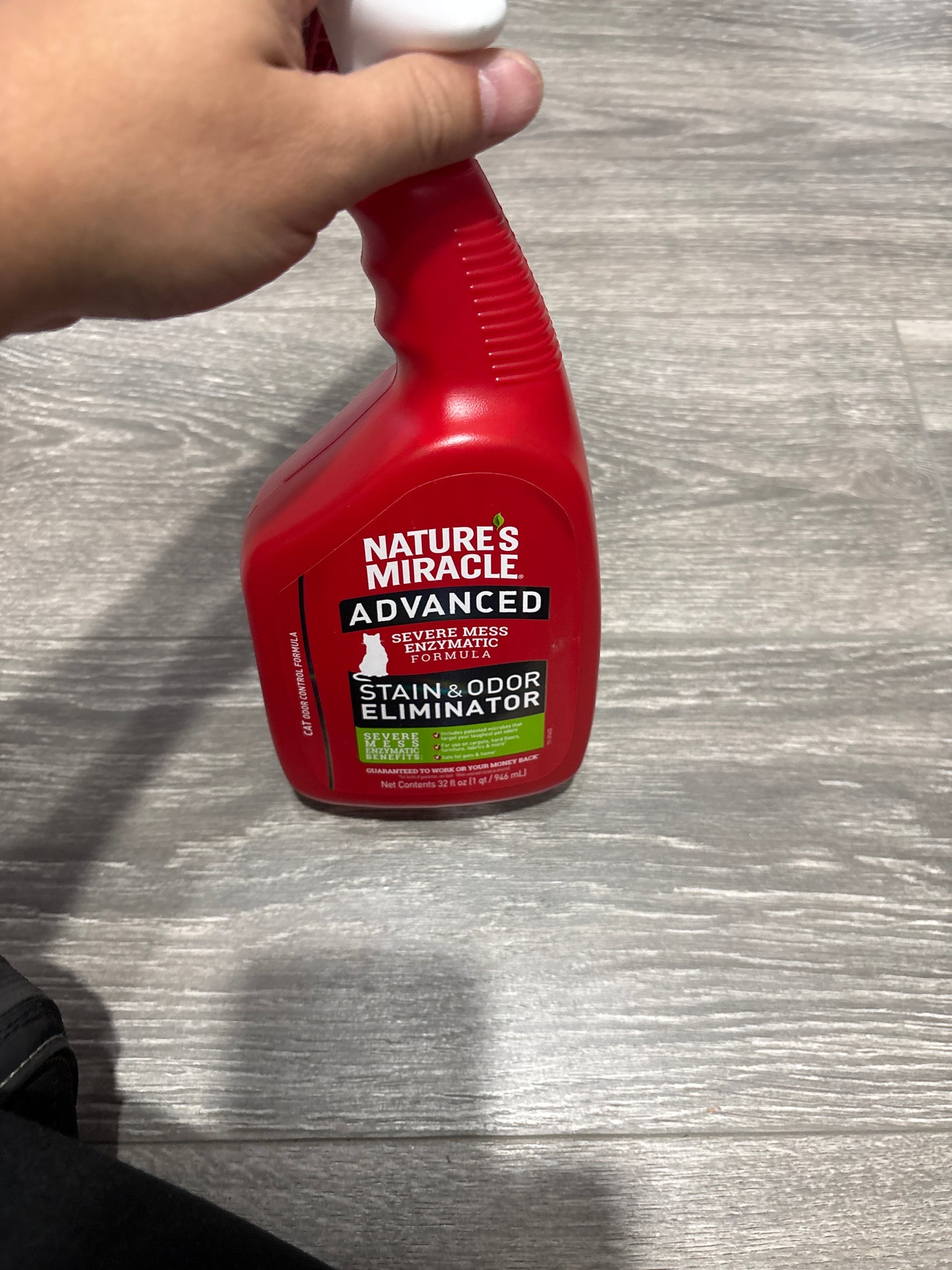 Nature's Miracle Advanced Cat Stain and Odor Eliminator Spray, Severe Mess Enzymatic Formula, 32 fl oz