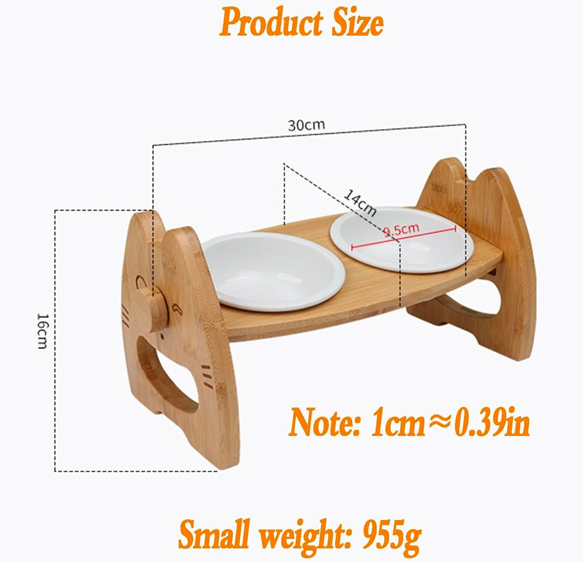 Adjustable Raised Dog Bowls, Bamboo Elevated Feeder Stand for Food and Water, Wooden Pet Dining Table Comfort Feeding Station for Small, Medium Pets