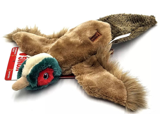 KONG Low Stuff Wild Pheasant MEDIUM Squeaky Soft Plush Toss Shake Dog