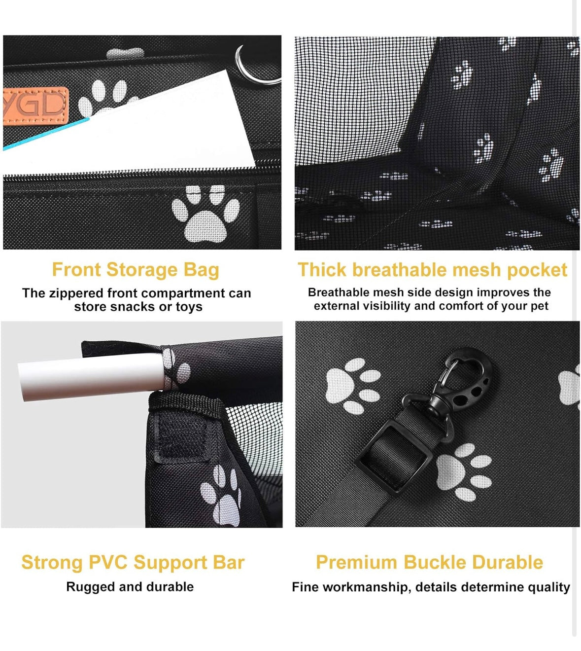Pet Dog Booster Seat, with Upgrade Support Rod, Breathable and Foldable Pet Car Basket, Pet Dog Car Portable Seat, Suitable for Small and Medium Pets