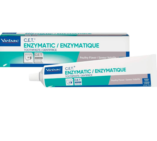 Virbac CET Enzymatic Toothpaste| Eliminates Bad Breath by Removing Plaque & Tartar Buildup | Best Pet Dental Care Toothpaste | Poultry Flavor, 2.5 oz tube