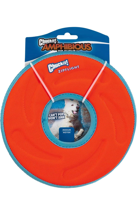 Chuckit Zipflight Flying Disc Dog Toy, Medium (8.5"), Orange and Blue