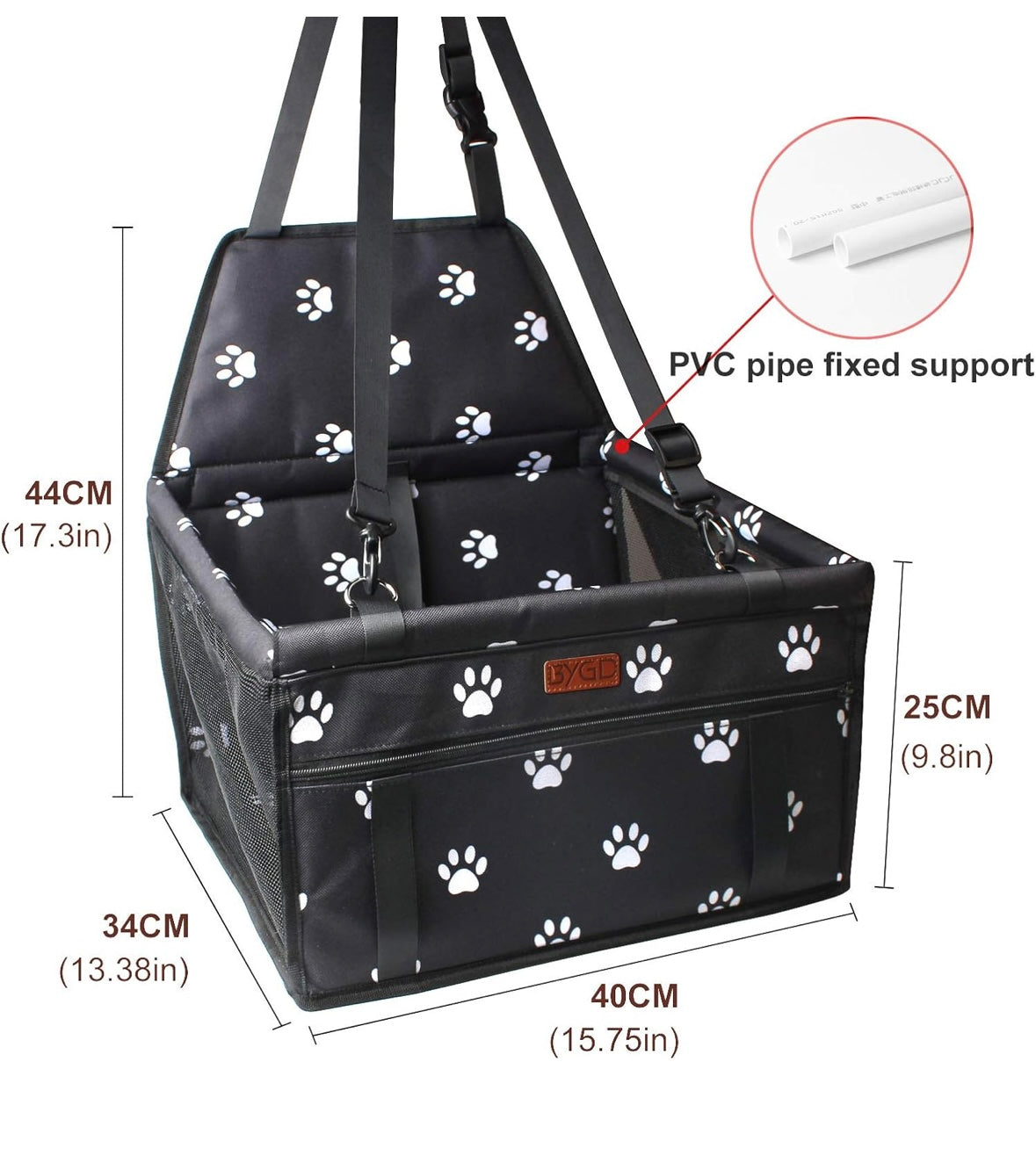Pet Dog Booster Seat, with Upgrade Support Rod, Breathable and Foldable Pet Car Basket, Pet Dog Car Portable Seat, Suitable for Small and Medium Pets