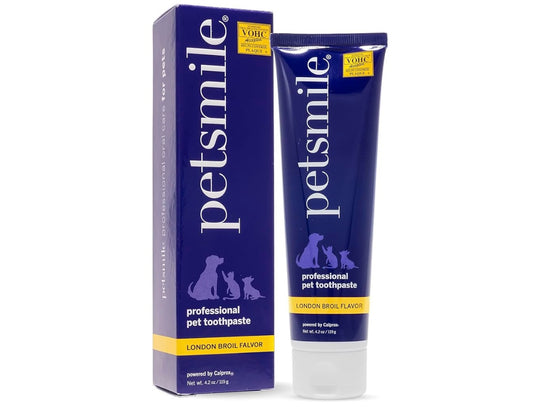 Petsmile Professional Pet Toothpaste - Cat & Dog Toothpaste for Plaque, Tartar, & Bad Breath - VOHC Accepted Non Enzymatic Dental Care for Cat & Dog Teeth Cleaning (London Broil, 4.2 Oz)