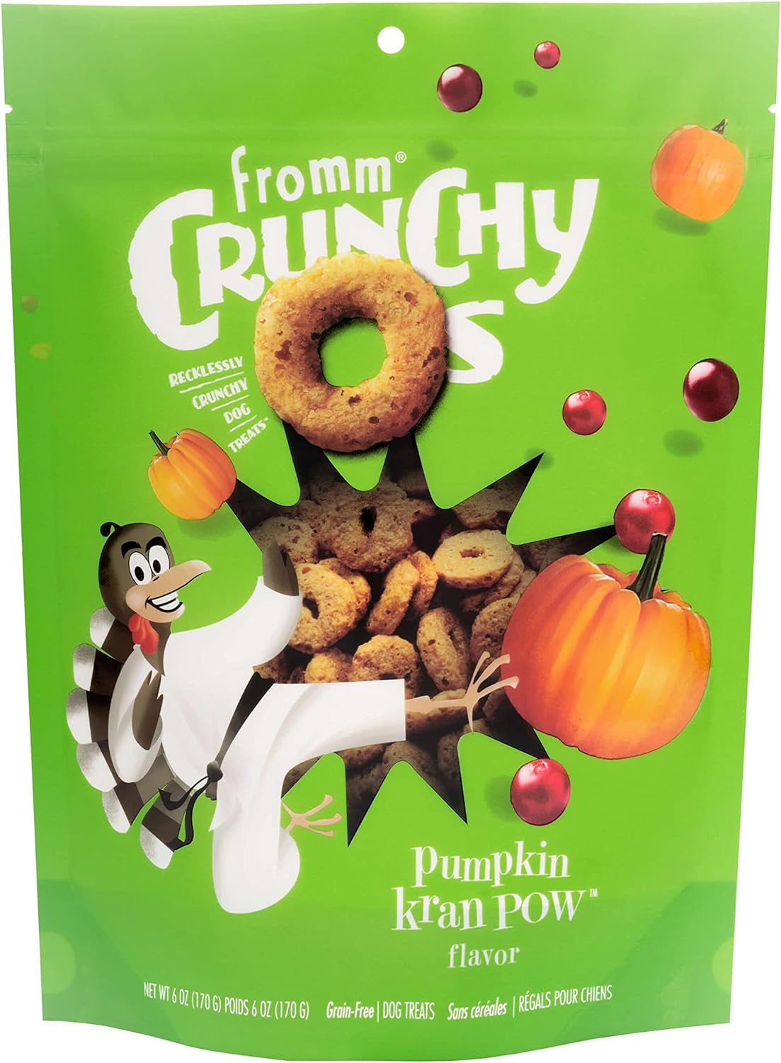 Fromm Crunchy Os Pumpkin Kran Pow Dog Treats - Premium Crunchy Dog Treats - Turkey Recipe - 6 oz