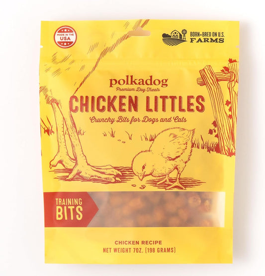 Polkadog Chicken Littles Training Bits Dog Treats, Cat Snacks - All-Natural, Savory Pet Treat for Puppies, Kittens - Fresh Chicken Snack for Dogs, Cats - Bite-Sized, Crunchy - 7oz