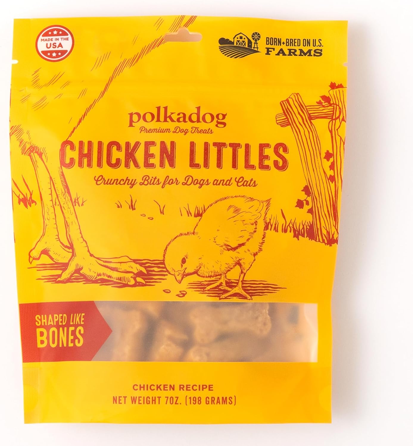 Polkadog Chicken Littles Bone Shaped Dog Treats, Cat Snacks – All-Natural Pet Treats for Kittens, Puppies – Bite-Sized, Crunchy Snack for Dogs, Cats – 3 Ingredients – 7oz