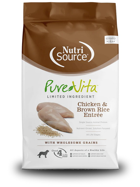 NutriSource Pure Vita, Chicken and Brown Rice, Dry Dog Food, 4lbs