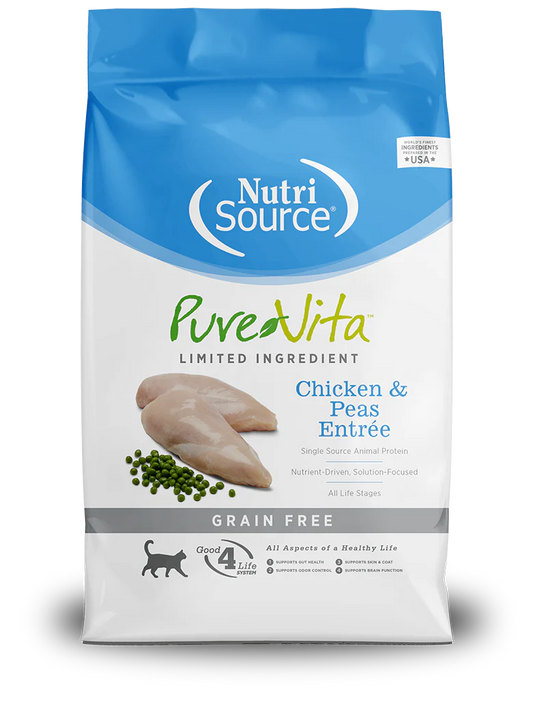 PureVita, Grain Free Chicken & Peas Entree Dry Cat Food, 4lbs