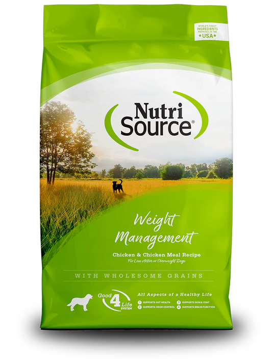 NutriSource, Weight Management Chicken & Chicken Meal Recipe with Wholesome Grains Dry Dog Food, 4lbs