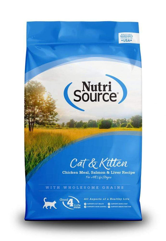 NUTRISOURCE CAT & KITTEN CHICKEN, SALMON & LIVER DRY CAT FOOD - 4lbs