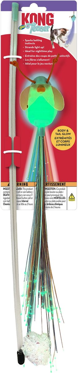 KONG Glow Firefly Cat Teasers Wands Toy with Catnip, Teal