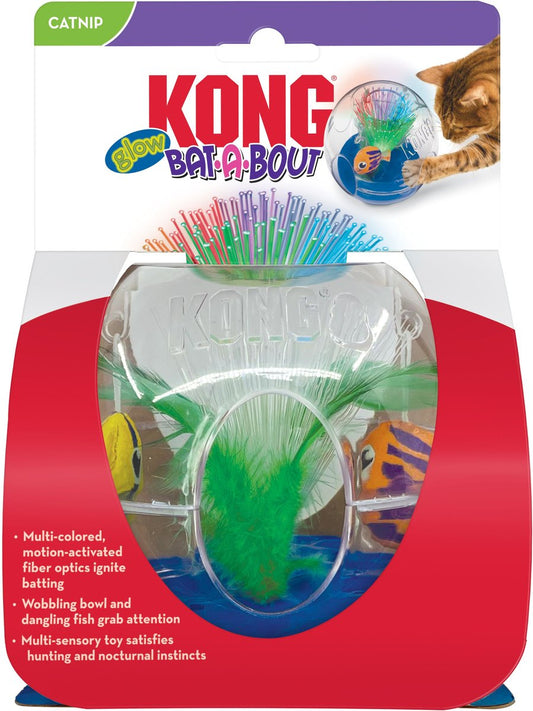 KONG Bat-a-Bout Glow Aquarium Cat Toy with Catnip, Multi